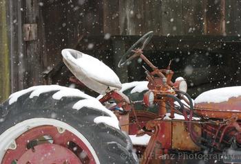 Montague MA Tractor In Snow